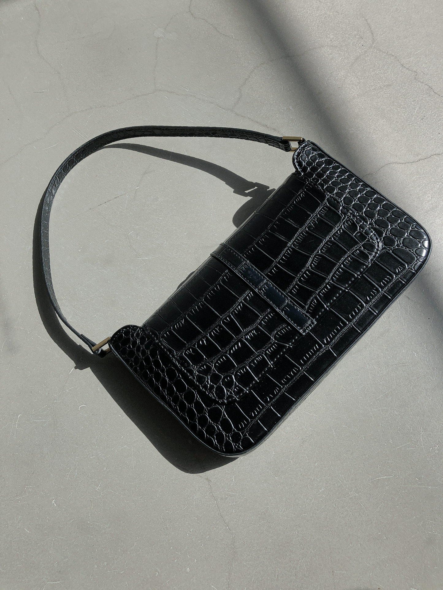 Embossed Flap Baguette Bag by Veronique