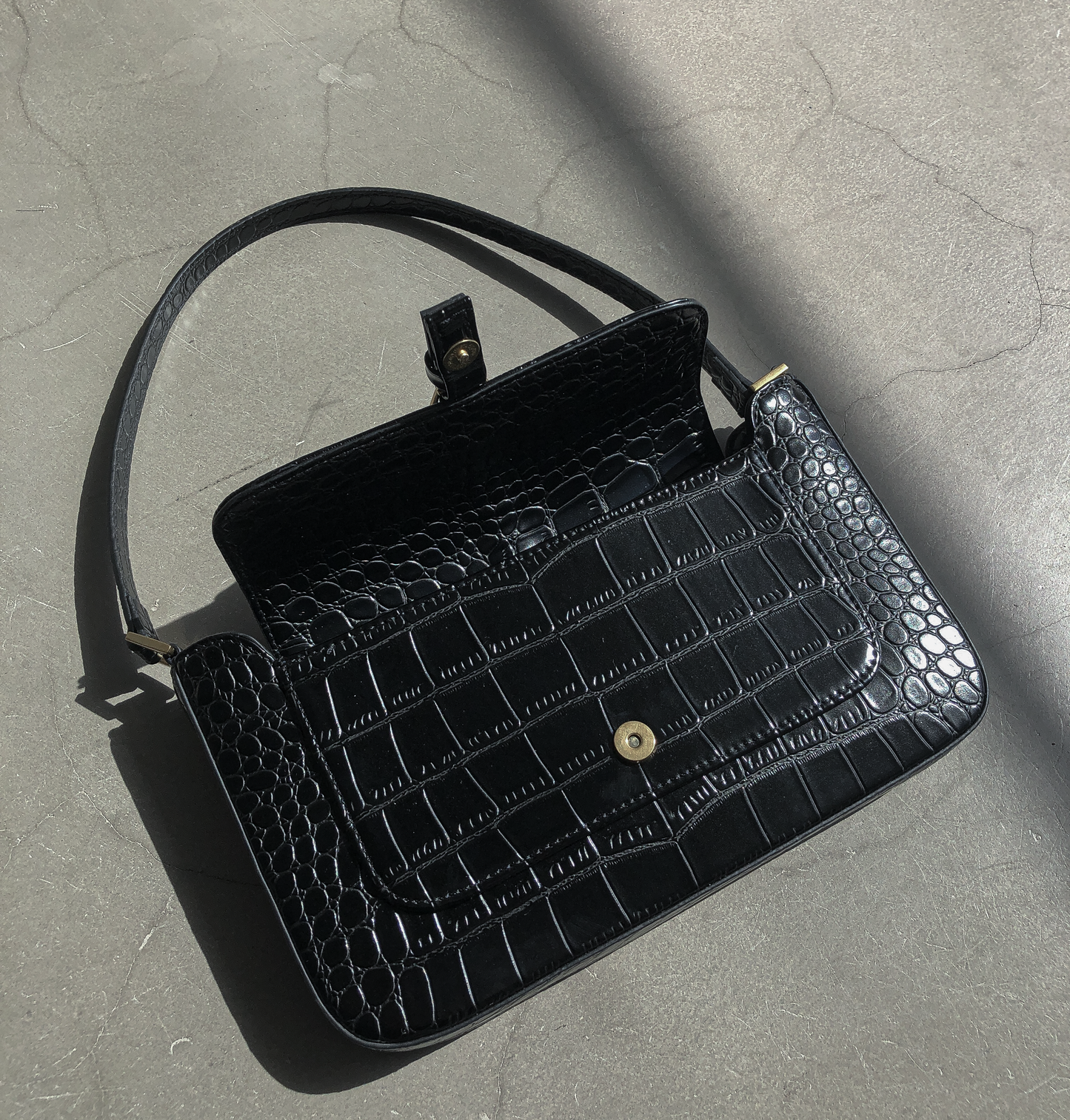 Embossed Flap Baguette Bag by Veronique