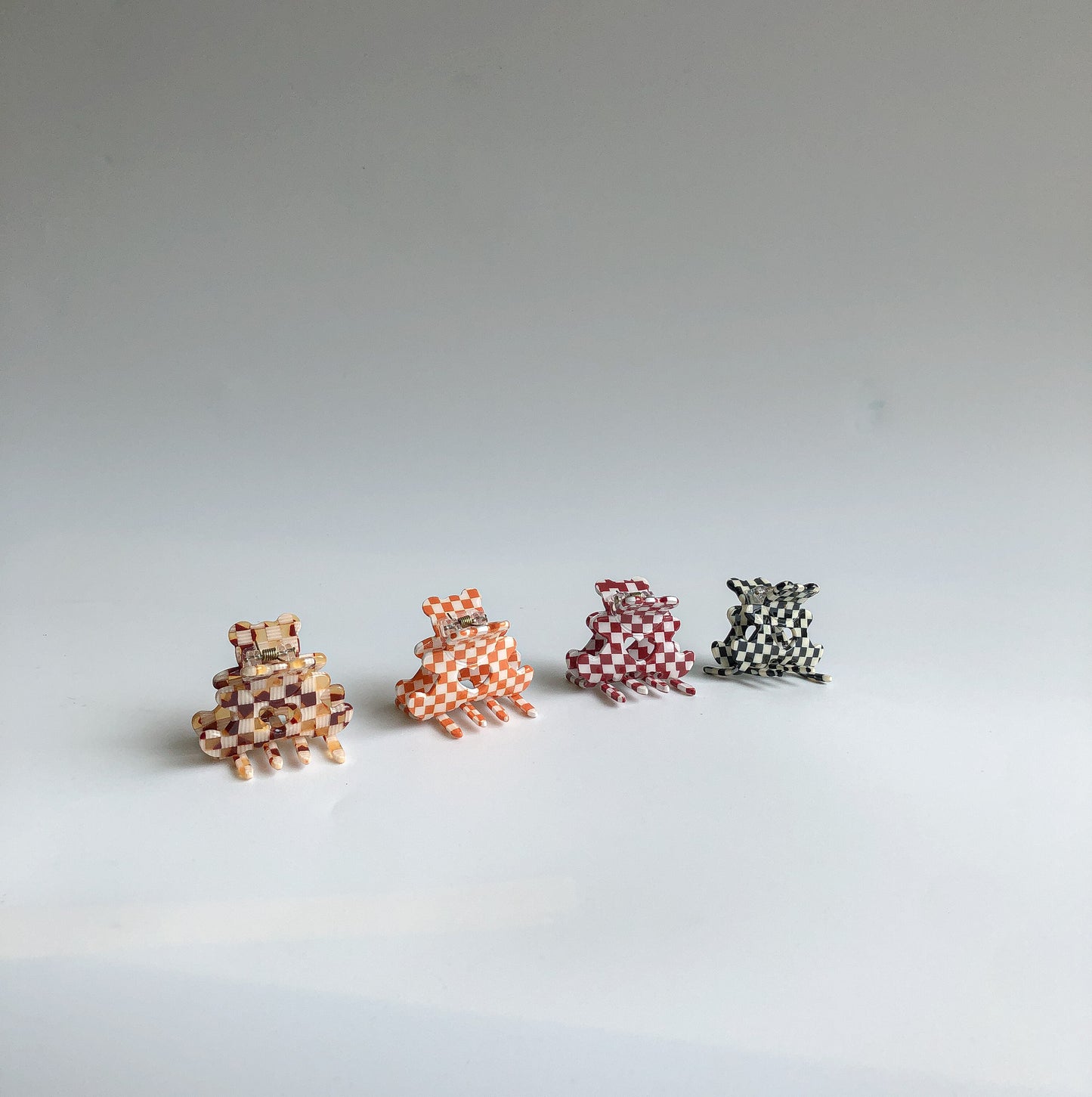 Mini Checkered Bear Clip by Veronique