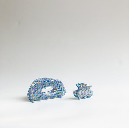 Azul Checkered Hair Claw  by Veronique