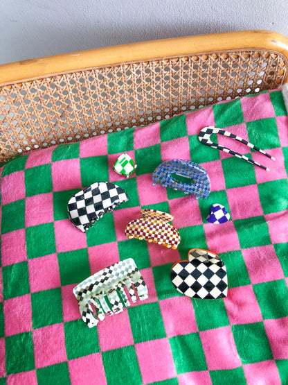 Mint Checkered Hair Claw by Veronique
