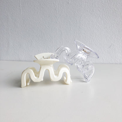 White Squiggle Hair Claw by Veronique
