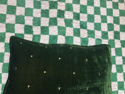 Velvet Oblong Cushion in Green by PROSE Tabletop