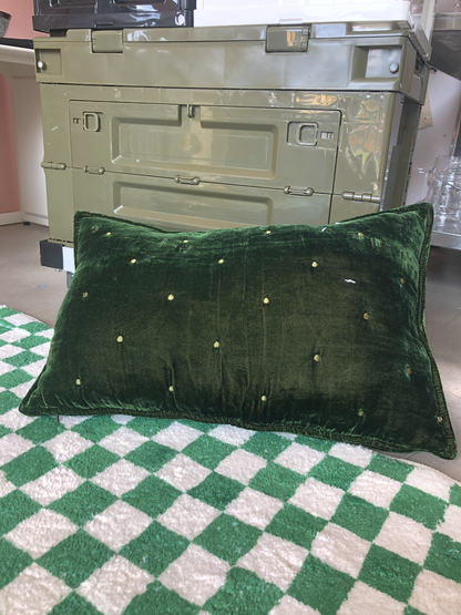 Velvet Square Cushion in Green by PROSE Tabletop