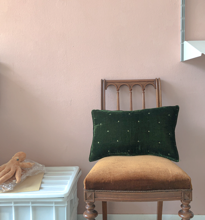 Velvet Oblong Cushion in Green by PROSE Tabletop