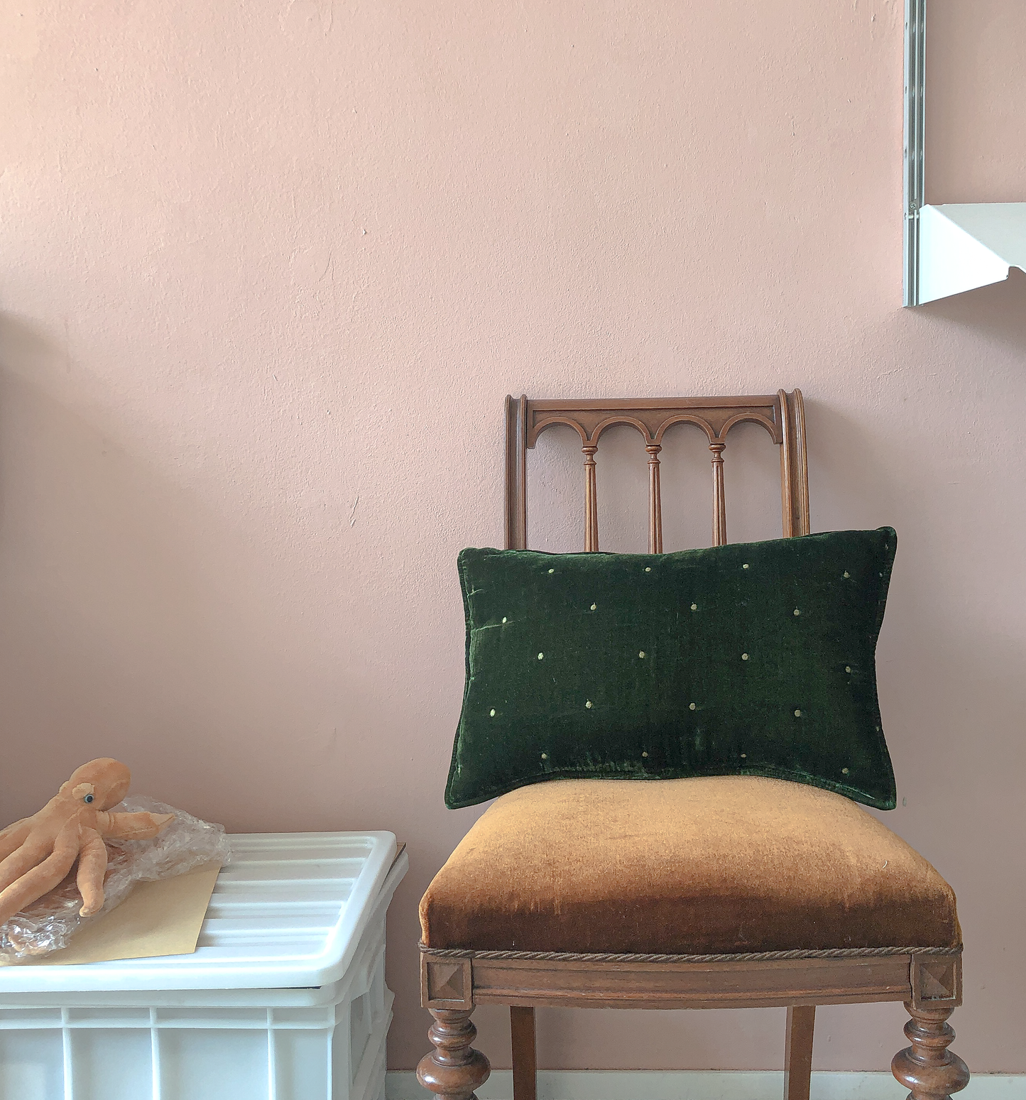 Velvet Square Cushion in Blush by PROSE Tabletop