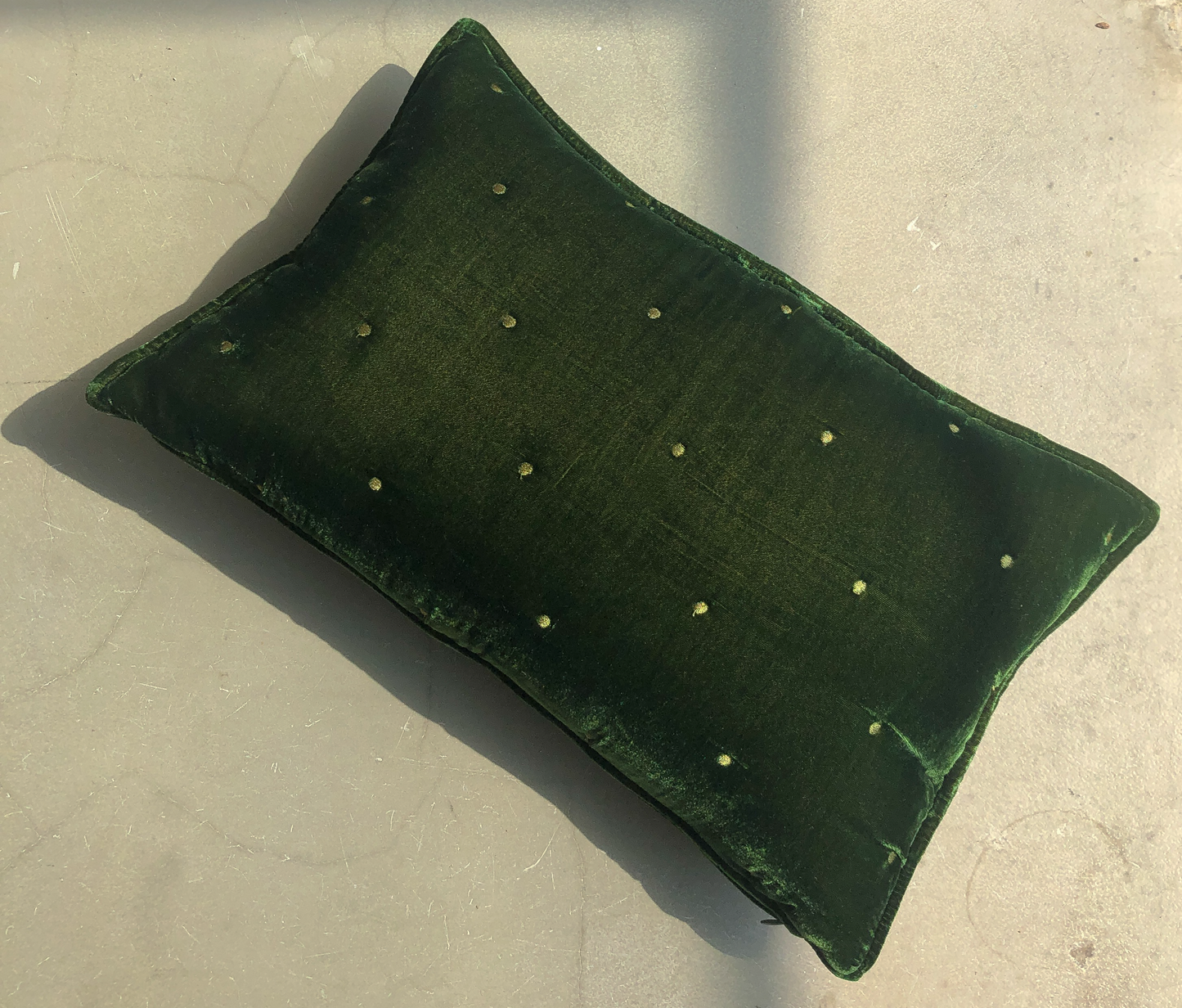 Velvet Oblong Cushion in Green by PROSE Tabletop
