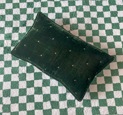 Velvet Square Cushion in Green by PROSE Tabletop