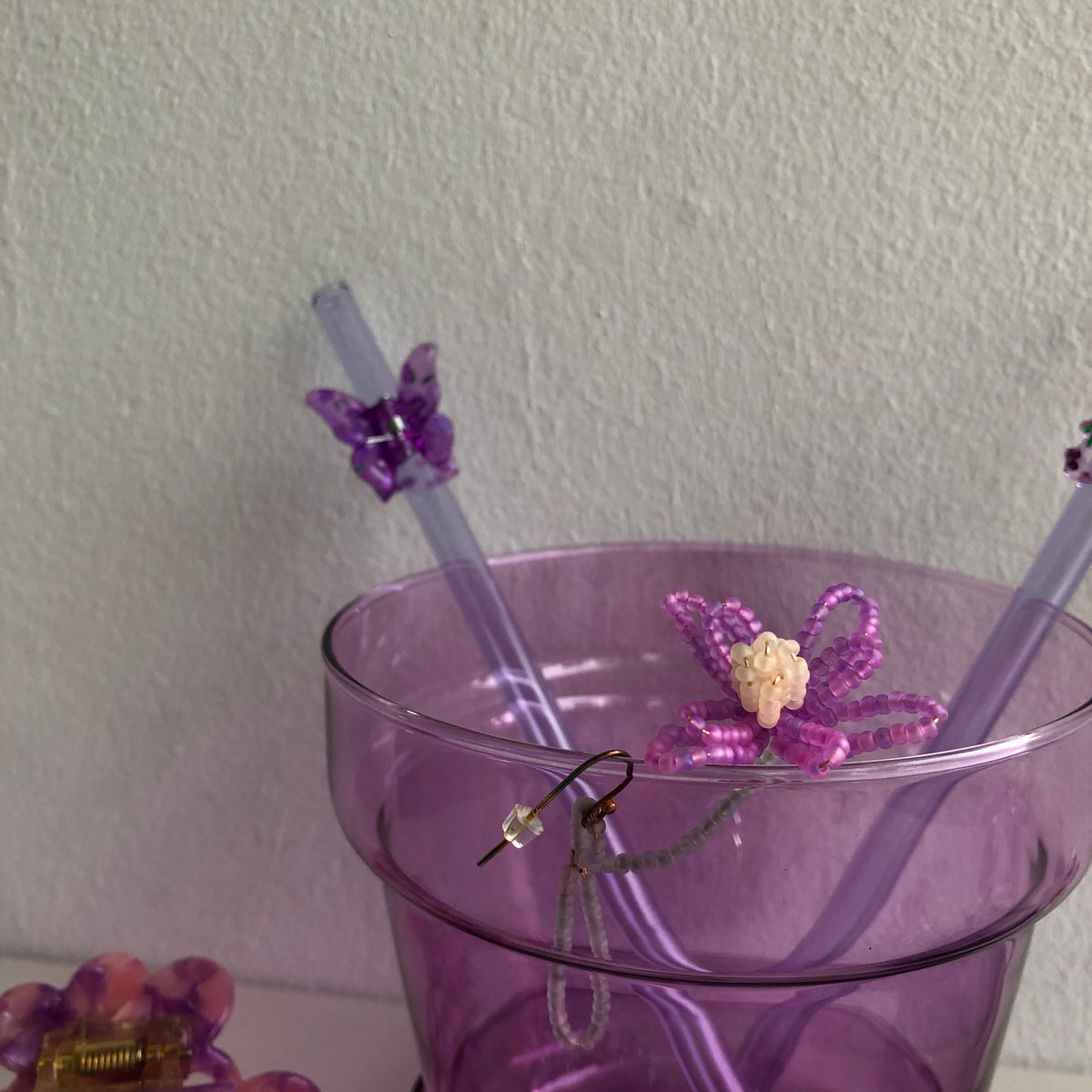 Lilac Beaded Earrings by Veronique