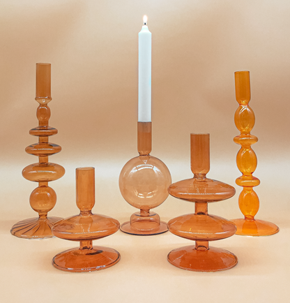 Double Decker Candle Holder in Amber by PROSE Décor