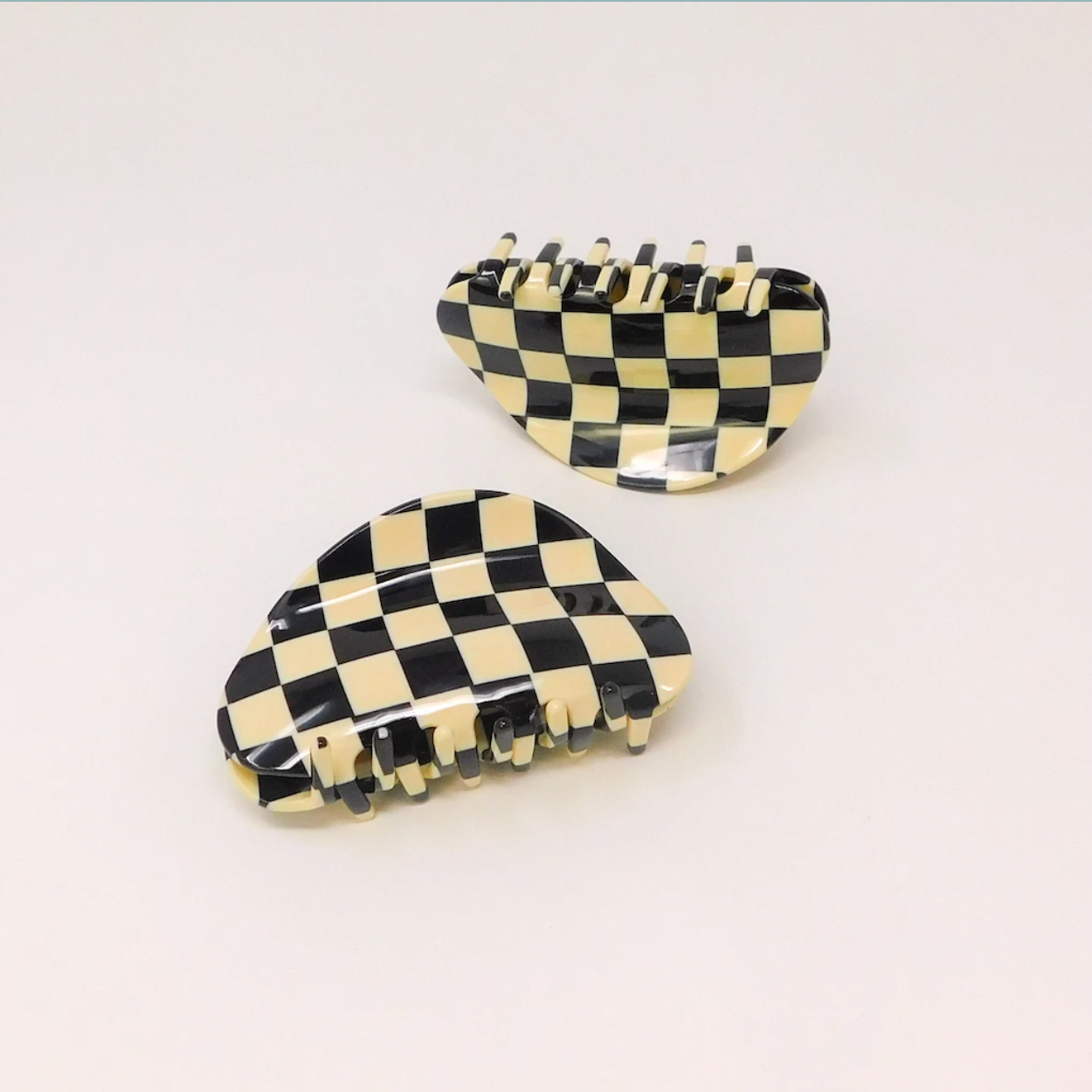 Brown Chessboard Hair Claws  by Veronique