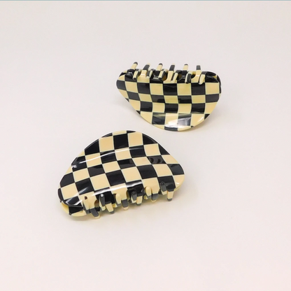 Brown Chessboard Hair Claws  by Veronique