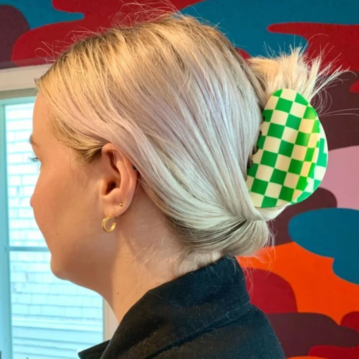 Brown Chessboard Hair Claws  by Veronique