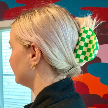 Brown Chessboard Hair Claws  by Veronique