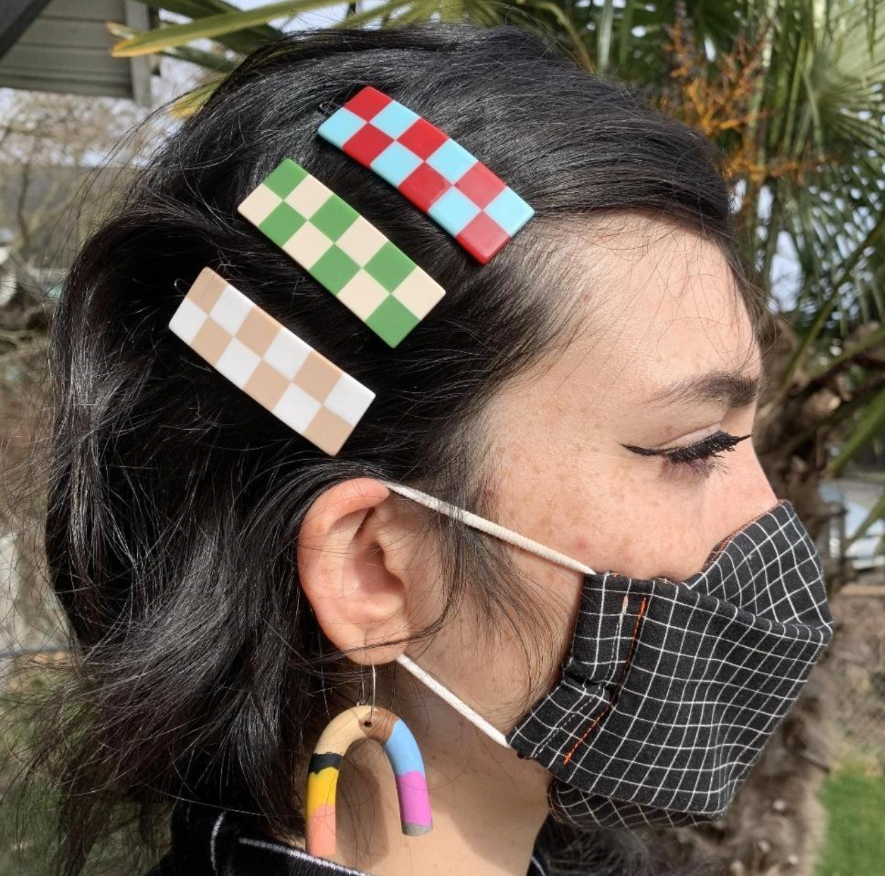Brown Chessboard Hair Claws  by Veronique