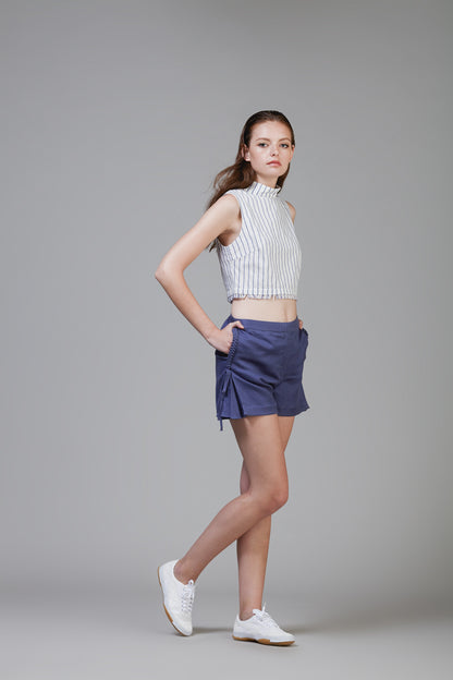 Summer Turtleneck Cropped Top In Pinstripe #41 - Emporium of the Modern Man
 - 4