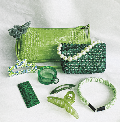 Beaded Pearl Handle Mini Clutch by Veronique