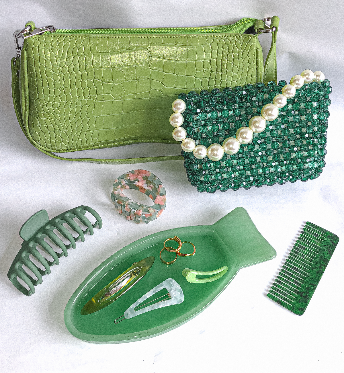 Beaded Pearl Handle Mini Clutch by Veronique