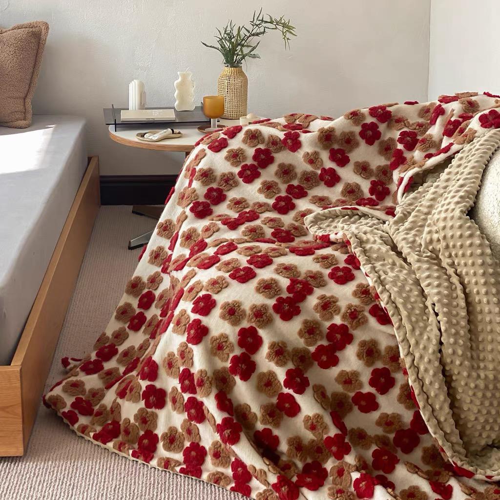 Poppy Embroidered Blanket in Maple by PROSE Décor