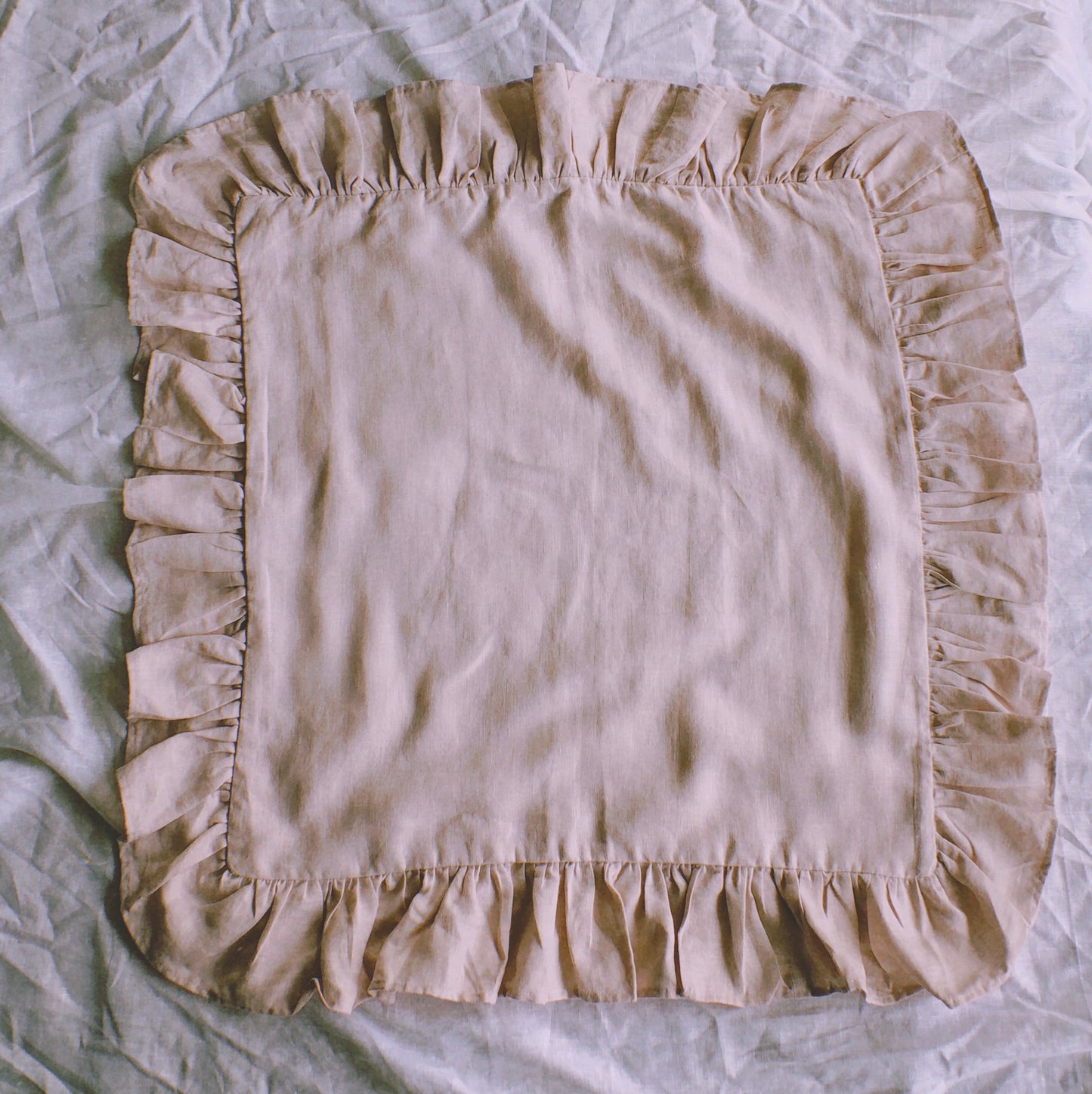 Woven Pink Ruffled Cushion Cover by PROSE Décor