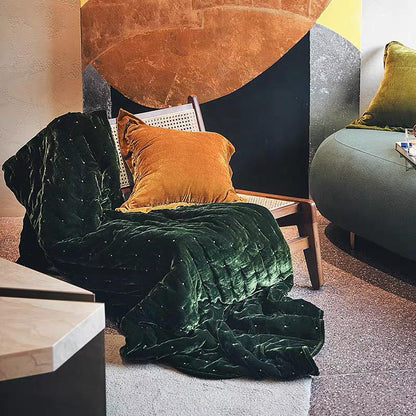 Velvet Square Cushion in Green by PROSE Tabletop