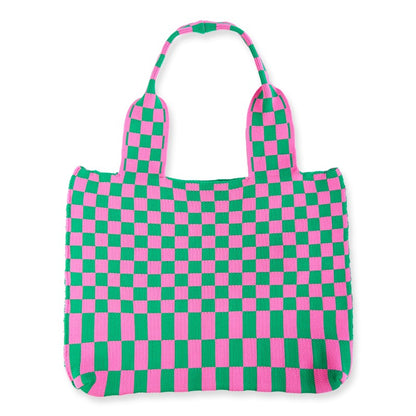 Checkerboard Knit Tote Bag by Veronique